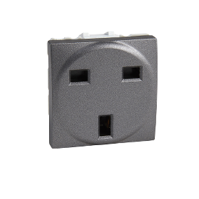 ENGLISH SOCKET, 13A, 2P+T, GRAPHIT - Grounded Socket -45º angled - childproof - 2 Modules-8420375152173