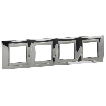 Unica Bright chrome-Aluminium Quadruple Horizontal frame-8420375116113