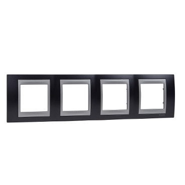 Unica Metallic gray-Aluminum Quadruple Horizontal frame-8420375155372