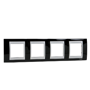 Unica Rhodium Black-Aluminium Quadruple Horizontal Frame-8420375155334