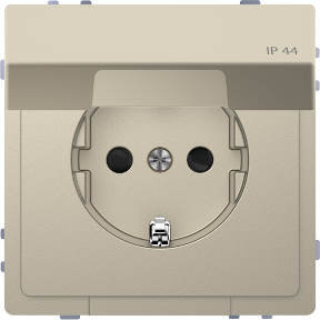 Grounded Socket With Cover, Child Protection Ip44 Sahara, System Design-3606480889318
