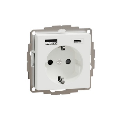 Usb Type A+C 3A Socket Grounded Socket, Childproof, Active White-3606489905880