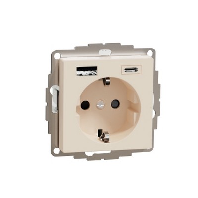 Usb Type A+C 3A Socket Grounded Socket, Childproof, White-3606489905873
