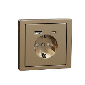 Type A+C 3A Usb Grounded Socket Champagne Metallic, System Design-3606489905965