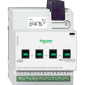 Knx Switch Actuator Reg-K/4X230/16, Manual Mode And Current Sensing, Light Grey-3606485100067