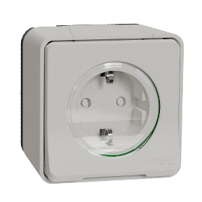 Mureva outlet w sideE screwl surface wh - Grounded Socket with Timer, childproof, System-M, Cream-3606480789618