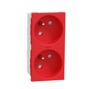 New Unica, Double Child Proof Lighted 45º Ups Socket Red-3606489454456
