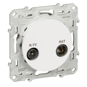 TV/SAT OUTLET - FINISHED - WHITE - Odace TV Outlet Terminated - White-0