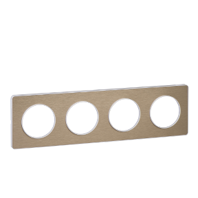 Odace - Touch Cover Frame - 4 Gangs H/V71- Metal Brushed Bronze And White Border-3606480546211