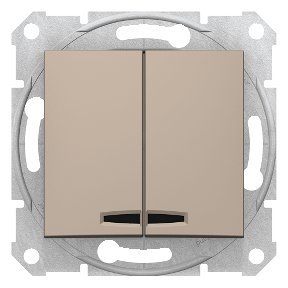 Sedna - 1Pole 2 Circuit Switch - 10Ax Locator Light, Frameless Titanium-8690495050363