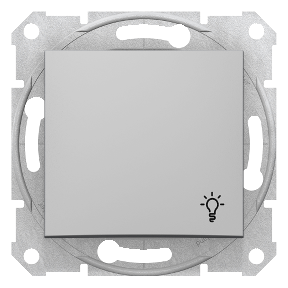 Sedna - 1Pole Push Button - 10Ax Light Symbol, Frameless Aluminum-8690495033069