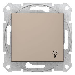 Sedna - 1Pole Push Button - 10Ax Light Symbol, Frameless Titanium-8690495033083