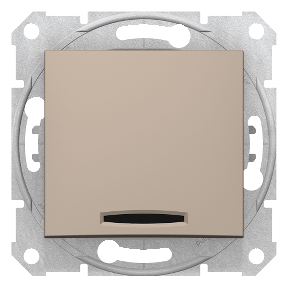 Sedna - 1Pole Push Button - 10Ax Locator Light, Frameless Titanium-8690495033601