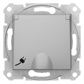 Sedna - Single Socket Outlet, Side Ground - 16A Shutter, Cover, Frameless Alümny-8690495034554