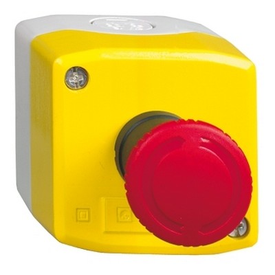 Yellow control box - 1 red mushroom button Ø40 1NO+1NC-3389110113662