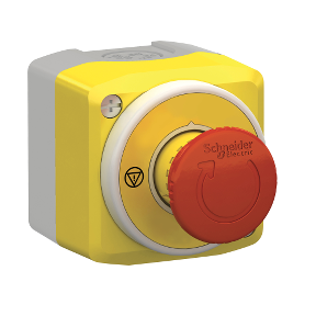 Harmony Xald, Xalk, Control Station, Plastic, Yellow Cover, 1 Emergency Stop Ø40, Flip to Release, Light Ring White/Red Fixed, 1Na 1Nk, 24V Ac/Dc-3606489745714
