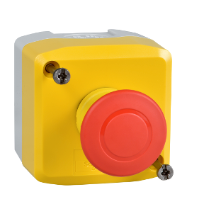 Harmony Xald, Xalk, Control Station, Plastic, Yellow, 1 Red Mushroom Head Push-Button Ø40, Emergency Stop Push-Pull 1 Nk, Unmarked-3389119048101
