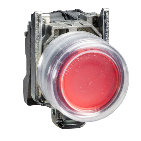 Fully illuminated pushbutton, Harmony XB4, metal, flush, red, Ø22 mm, spring return, preload, 24 V AC/DC, 1 NO, ATEX-3389118030725