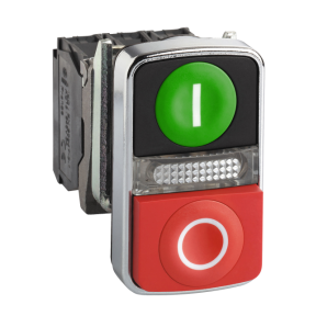 Green Recessed/Red Floating Lighted Double Headed Push Button Ø22 1Na+1Nk 120V-3389119043618