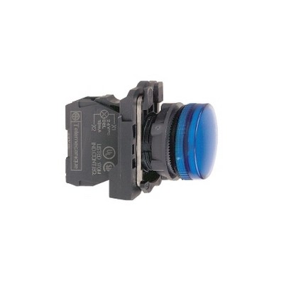 230...240V blue signal lamp with integrated LED Ø22 flat lens-3389110136937