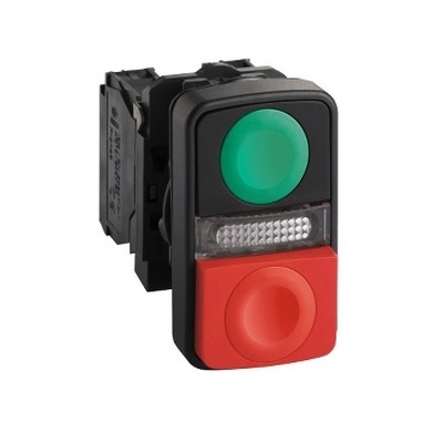 Green red illuminated double button Ø22 1NO+1NC 24V-3389119043540