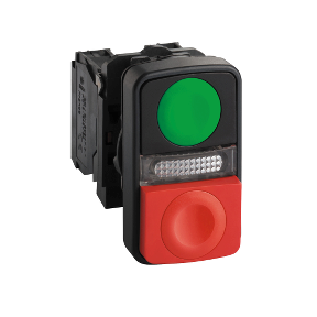 Green Recessed/Red Projecting Illuminated Double Headed Button Ø22 1Na+1Nk 120V-3389119043557