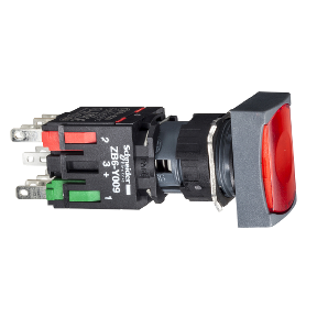 Red Rectangular Flush Full Button Ø16 Latching 1Na+1Nk 12...24V-3389110764031