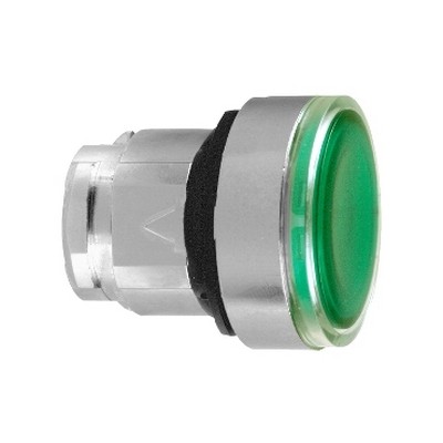 Green illuminated pushbutton head for integrated LED Ø22 push-push-3389110122633