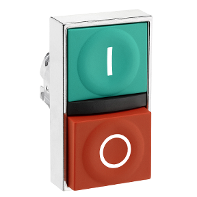 Green Recessed/Red Protruding Double Headed Push Button Ø22 Marked-3389110888317
