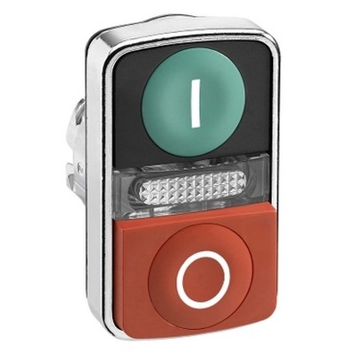 Çiftli ışıklı buton başlığı Ø22 yeşil buton "I" + sinyal lambası + kırmızı "O"-3389119043779