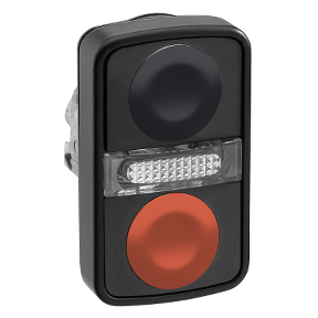 Black Recessed/Red Illuminated Double Headed Push Button Ø22 Unmarked-3389110120158