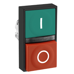Green Recessed/Red Protruding Double Headed Push Button Ø22 Marked-3389110120479