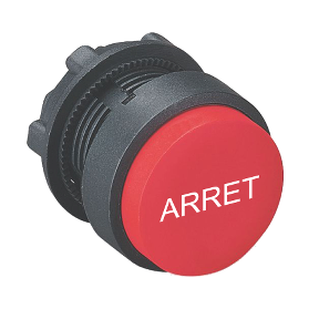 Red Projecting Push Button Head Ø22 Spring Return "Arret"-3389110906479