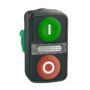 Green Recessed/Red Recessed Illuminated Double Headed Button Ø22 Marked-3389119043366