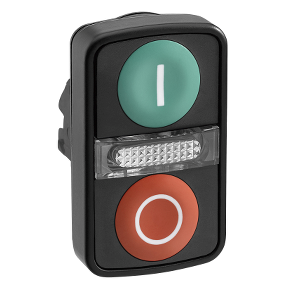 Green Recessed/Red Recessed Illuminated Double Headed Push Button Ø22 Marked-3389110137361