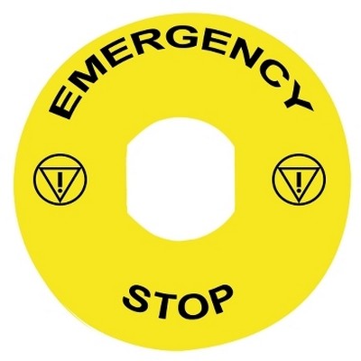 Marked text for emergency stop button Ø90 - EMERGENCY STOP-3389110099379
