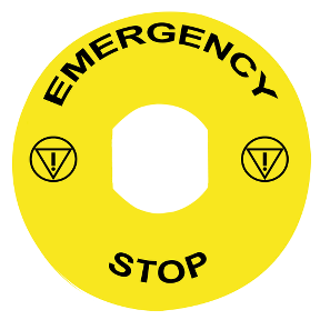 Inscription for Emergency Stop Ø60 - Emergency Stop/Logo Iso13850-3389110099270