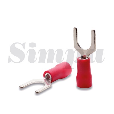 Insulated fork type cable lugs, Cable cross-section (mm):0.5-1.5Color:Red