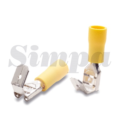 İzoleli geri dönüşlü faston tip kablo uçları, Kablo kesiti (mm): 4-6Renk:Sarı