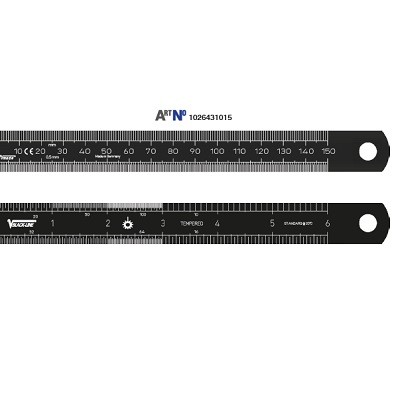 Steel ruler, 150x18x0.5 mm